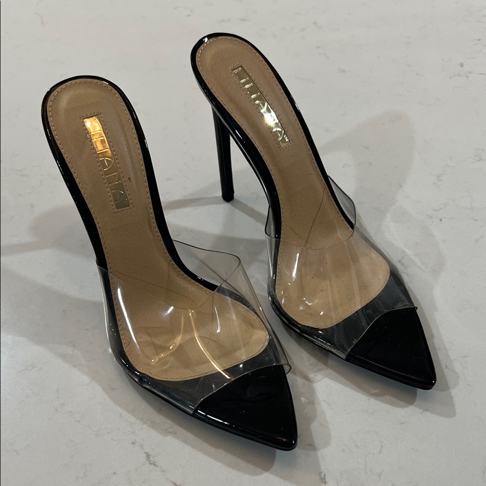 Liliana Black and Clear Stiletto Heels